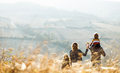 Family in a field